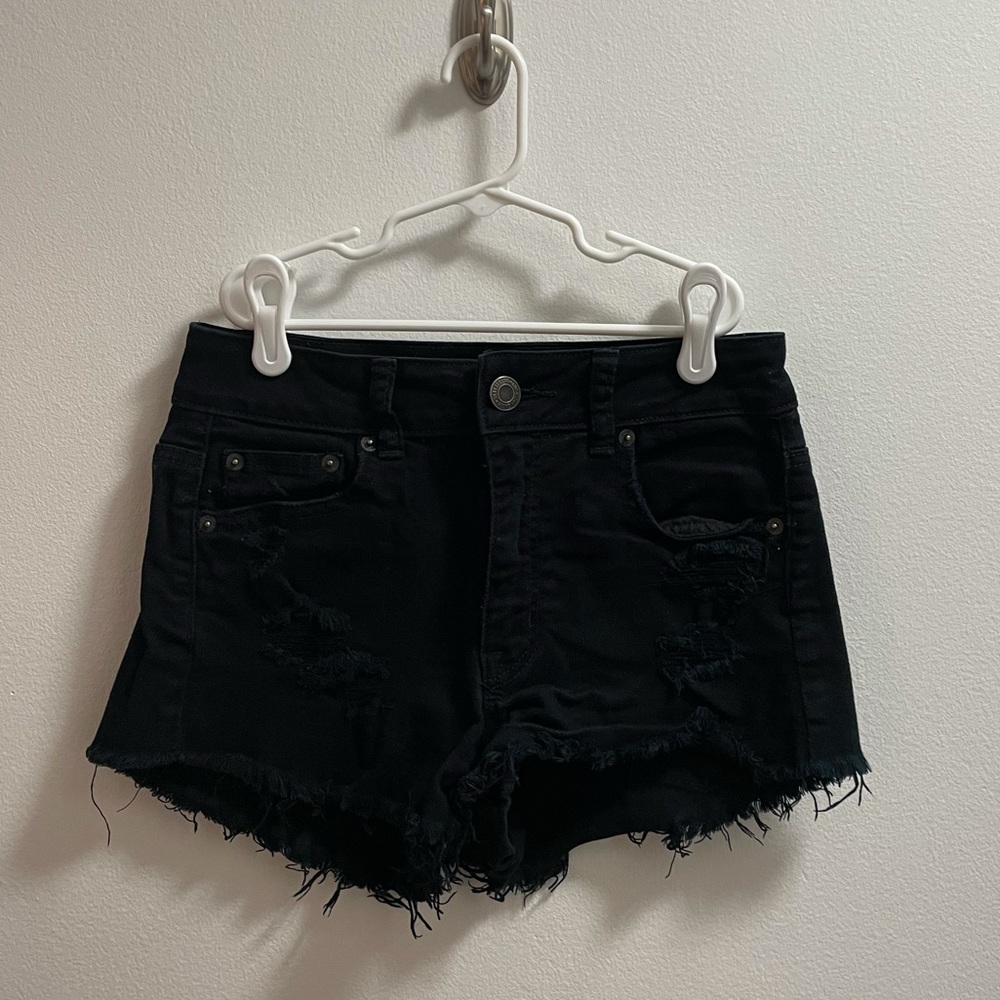 American Eagle Hi Rise Festival Black Jean Shorts